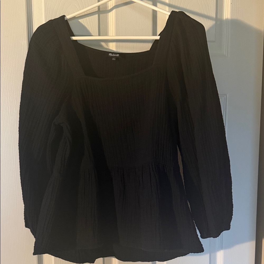 Madewell Black Textured Blouse